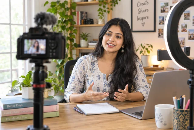 Creator filming with a camera