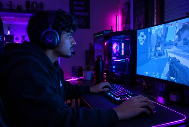 Gamer at a PC setup